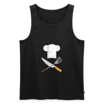 Couteau Chef Chef Chef Couteau Poêle - Débardeur bio Premium Homme - noir - Devant - AI Model Male 178 light (178cm)
