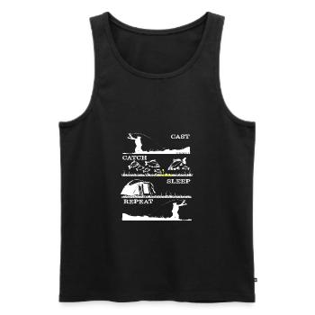cast catch sleep repeat _ Karpfenangeln Karpfen - Männer Premium Bio Tank Top - Schwarz - Vorne - Michal (187cm)