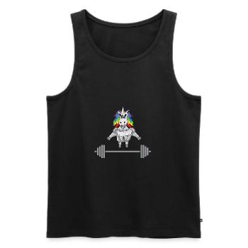 Einhorn Powerlifting Gym Fitness - Männer Premium Bio Tank Top - Schwarz - Vorne - Michal (187cm)