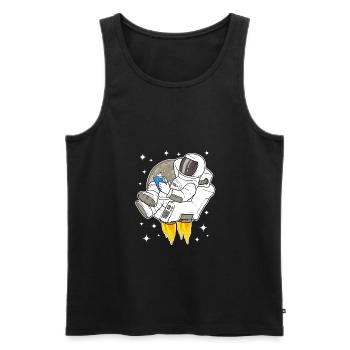 Astronaute, espace, espace, lecture, livre - Débardeur bio Premium Homme - noir - Devant - AI Model Male 178 light (178cm)