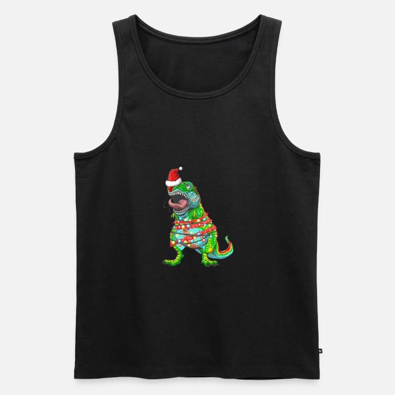 Weihnachtsbaum TRex Tree Rex Dinosaurier - Männer Premium Bio Tank Top - Schwarz