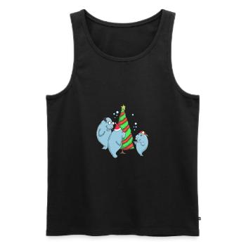 Florida Manatee Weihnachtsbaumfamilie - Männer Premium Bio Tank Top - Schwarz - Vorne - Michal (187cm)