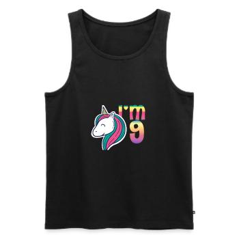 Ich bin 9 Einhorn Geburtstag - Männer Premium Bio Tank Top - Schwarz - Vorne - AI Model Male 178 light (178cm)