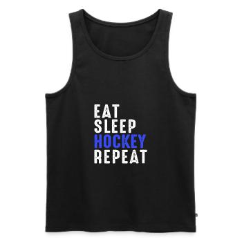 Eat Sleep Hockey wiederholen - Männer Premium Bio Tank Top - Schwarz - Vorne - Michal (187cm)