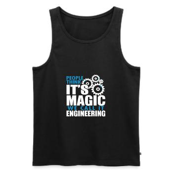 People Think It's Magic We Call It Engineering - Men's Premium Organic Tank Top - black - Front - Michal (187cm)