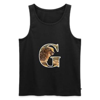 G Geparden Alphabet Tiere - Männer Premium Bio Tank Top - Schwarz - Vorne - Michal (187cm)
