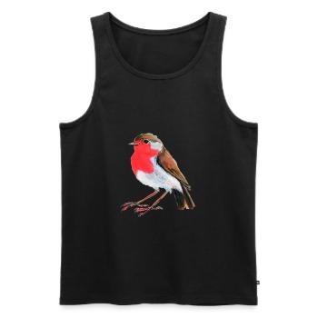 Rotkehlchen - Männer Premium Bio Tank Top - Schwarz - Vorne - AI Model Male 178 light (178cm)