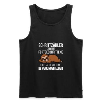 Schrittzähler sind für Fortgeschrittene Faultier - Männer Premium Bio Tank Top - Schwarz - Vorne - AI Model Male 178 light (178cm)