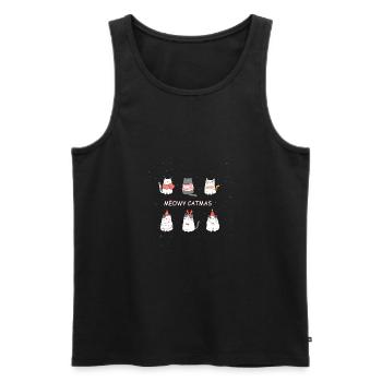 Meowy Catmas - Männer Premium Bio Tank Top - Schwarz - Vorne - Michal (187cm)