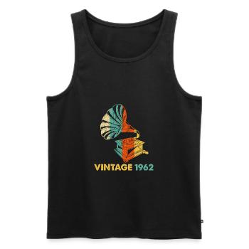 Vintage Gramophone 60th birthday 1962 60 years old - Men's Premium Organic Tank Top - black - Front - Michal (187cm)