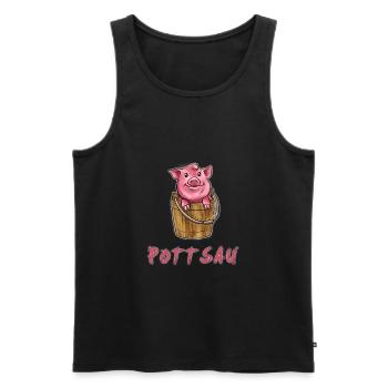 Pottsau - Männer Premium Bio Tank Top - Schwarz - Vorne - Michal (187cm)