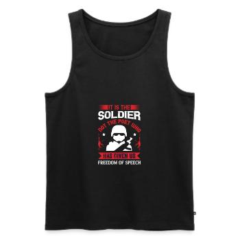 Es ist der Soldat, nicht der Dichter, der uns gegeben hat - Männer Premium Bio Tank Top - Schwarz - Vorne - AI Model Male 178 light (178cm)