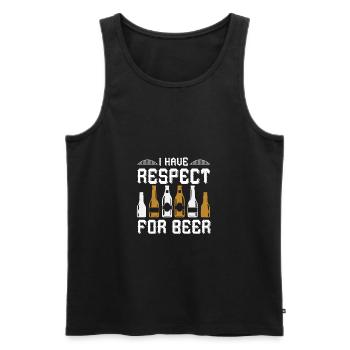 J’ai du respect pour la bière - Débardeur bio Premium Homme - noir - Devant - AI Model Male 178 light (178cm)