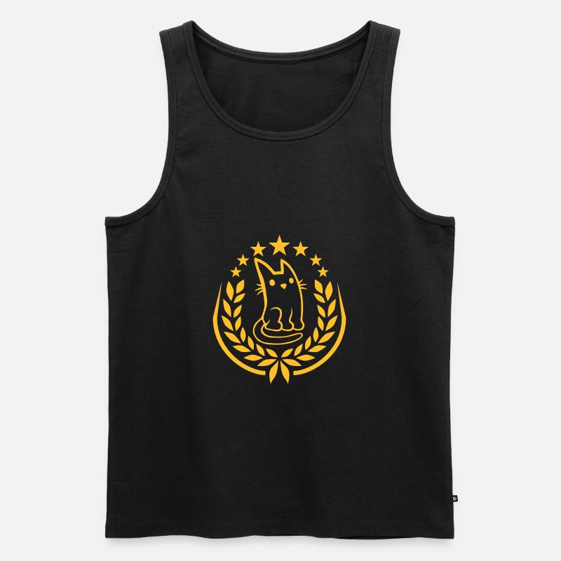 Edel Lorbeerkranz Katze Logo - Männer Premium Bio Tank Top - Schwarz