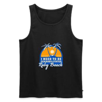I Need To Be Seahabilitated Ruby Beach Summer - Männer Premium Bio Tank Top - Schwarz - Vorne - AI Model Male 178 light (178cm)
