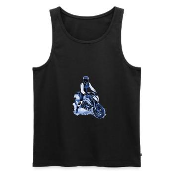 Motorradfahrer Nakedbike dunkelblau - Männer Premium Bio Tank Top - Schwarz - Vorne - Michal (187cm)