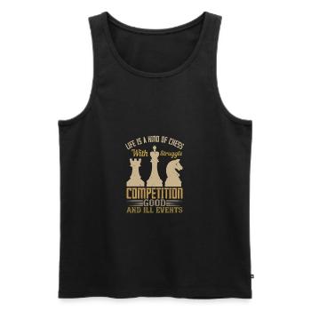 Das Leben ist eine Art Schach, mit Kampf, - Männer Premium Bio Tank Top - Schwarz - Vorne - AI Model Male 178 light (178cm)
