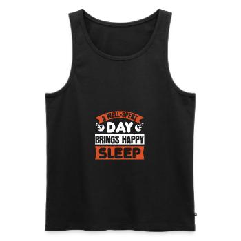 A well spent day brings happy sleep 01 - Men's Premium Organic Tank Top - black - Front - Michal (187cm)