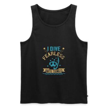 I dive fearless into things - Men's Premium Organic Tank Top - black - Front - AI Model Male 178 light (178cm)
