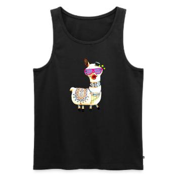 Lama,alpaka, Illustration, Comic, sonnenbrille - Männer Premium Bio Tank Top - Schwarz - Vorne - AI Model Male 178 light (178cm)