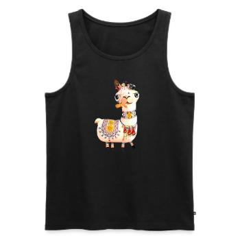 Lama,alpaka, Illustration, Comic,veggie, karotte - Männer Premium Bio Tank Top - Schwarz - Vorne - AI Model Male 178 light (178cm)