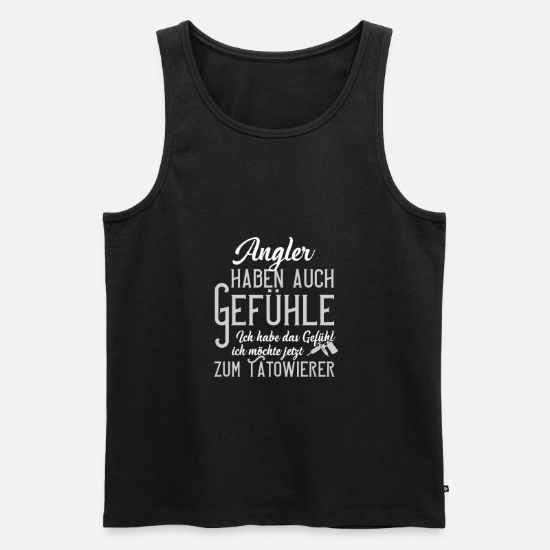 Angler Tattoo - Männer Premium Bio Tank Top - Schwarz