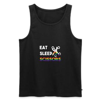 Eat Sleep Scissors Scheren Lesbisch Lesbian LGBT F - Männer Premium Bio Tank Top - Schwarz - Vorne - Michal (187cm)