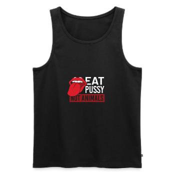 Funny Sex Vegan Vegetarian LGBTQ Clothing - Men's Premium Organic Tank Top - black - Front - Michal (187cm)