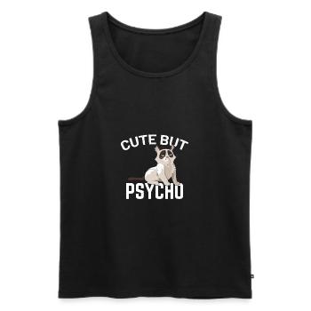 Cute But Psycho Cat Horror Crazy Lover Dad Boy - Men's Premium Organic Tank Top - black - Front - AI Model Male 178 light (178cm)
