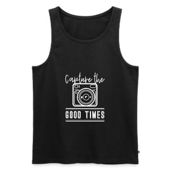 photographer - Men's Premium Organic Tank Top - black - Front - Michal (187cm)