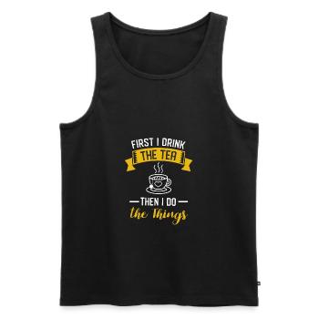 tee - Männer Premium Bio Tank Top - Schwarz - Vorne - AI Model Male 178 light (178cm)