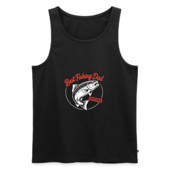 Meilleur papa pêcheur Papa est le meilleur pêcheur - Débardeur bio Premium Homme - noir - Devant - Michal (187cm)