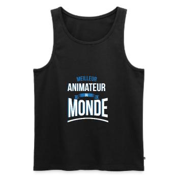 Meilleur Animateur du monde homme - Débardeur bio Premium Homme - noir - Devant - Michal (187cm)