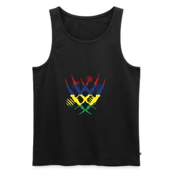 Claw griffe worn fissures x maison fier Mauritiu - Débardeur bio Premium Homme - noir - Devant - AI Model Male 178 light (178cm)