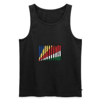 Roots maison home love fière Seychelles png - Débardeur bio Premium Homme - noir - Devant - Michal (187cm)