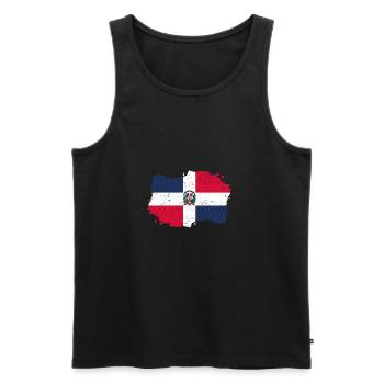 indigène Drapeau Roots Roots Re dominicaine - Débardeur bio Premium Homme - noir - Devant - Michal (187cm)