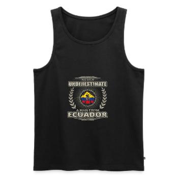 Never Underestimate Man ECUADOR png - Männer Premium Bio Tank Top - Schwarz - Vorne - Michal (187cm)