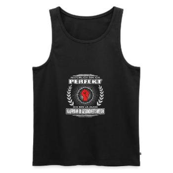 Ich bin perfekt KAUFMANN IM GESUNDHEITSWESEN png - Männer Premium Bio Tank Top - Schwarz - Vorne - Michal (187cm)