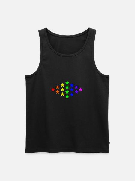 Sterne bunt Regenbogen Geschenkidee - Männer Premium Bio Tank Top - Schwarz