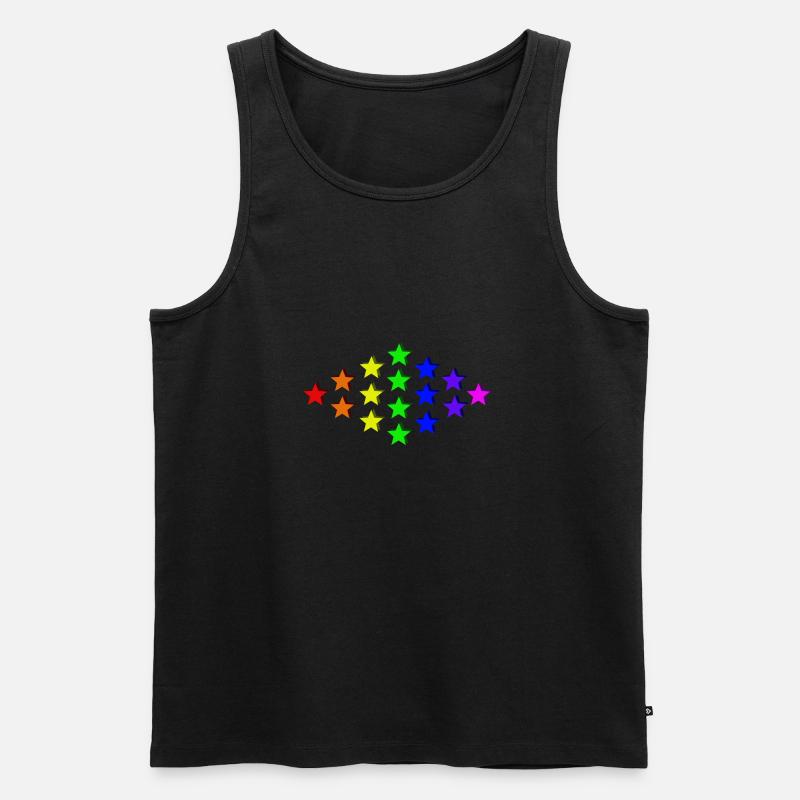 Sterne bunt Regenbogen Geschenkidee - Männer Premium Bio Tank Top - Schwarz