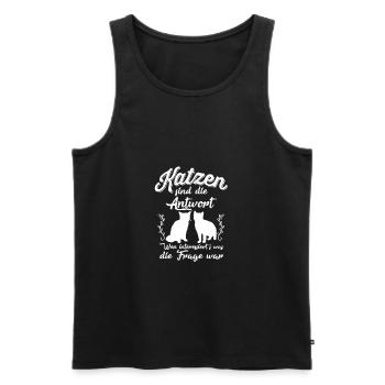 Katzen sind die Antwort - Männer Premium Bio Tank Top - Schwarz - Vorne - Michal (187cm)