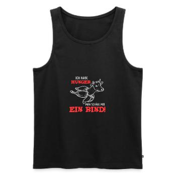 Ich habe Hunger Man schaele mir Ein Rind Grillen - Männer Premium Bio Tank Top - Schwarz - Vorne - Michal (187cm)
