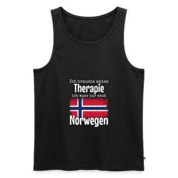 Ich brauche keine Therapie ich muss nach Norwegen - Männer Premium Bio Tank Top - Schwarz - Vorne - Michal (187cm)