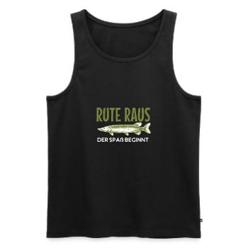 Rute raus der Spass beginnt, Fisch, Angler, Angeln - Männer Premium Bio Tank Top - Schwarz - Vorne - Michal (187cm)