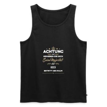 Seine Majestät der Koch betritt den Raum - Männer Premium Bio Tank Top - Schwarz - Vorne - Michal (187cm)