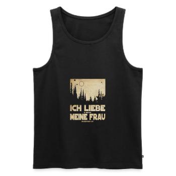 Ich liebe es wenn mich meine Frau Jagen gehen läss - Männer Premium Bio Tank Top - Schwarz - Vorne - Michal (187cm)