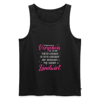 Glücklich vergeben an einen Traktor fahrenden Land - Männer Premium Bio Tank Top - Schwarz - Vorne - Michal (187cm)