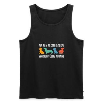 Bis zum ersten Dackel war ich normal - Männer Premium Bio Tank Top - Schwarz - Vorne - AI Model Male 178 light (178cm)