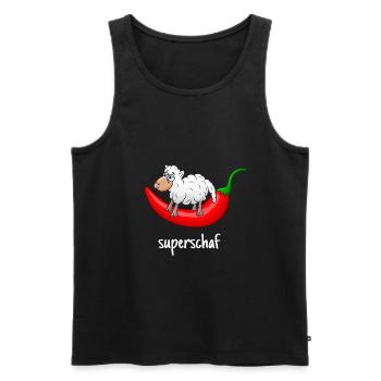 Superschaf, Schaf, Chili, lustiges Schaf, scharf - Männer Premium Bio Tank Top - Schwarz - Vorne - Michal (187cm)