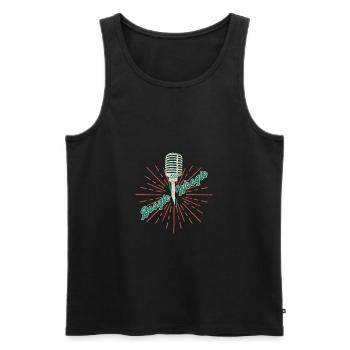 Boogie Woogie vintage microphone gift - Men's Premium Organic Tank Top - black - Front - AI Model Male 178 light (178cm)